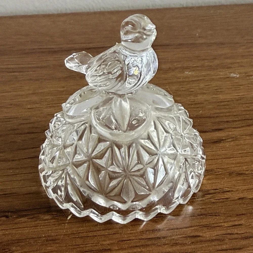 Vintage Crystal Bird Covered Trinket Box Attributed Hofbauer Byrdes